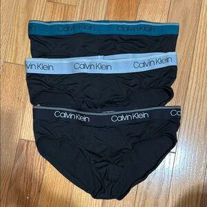 Calvin Klein Men's Microfiber Briefs - Teal, Light Gray, Black band